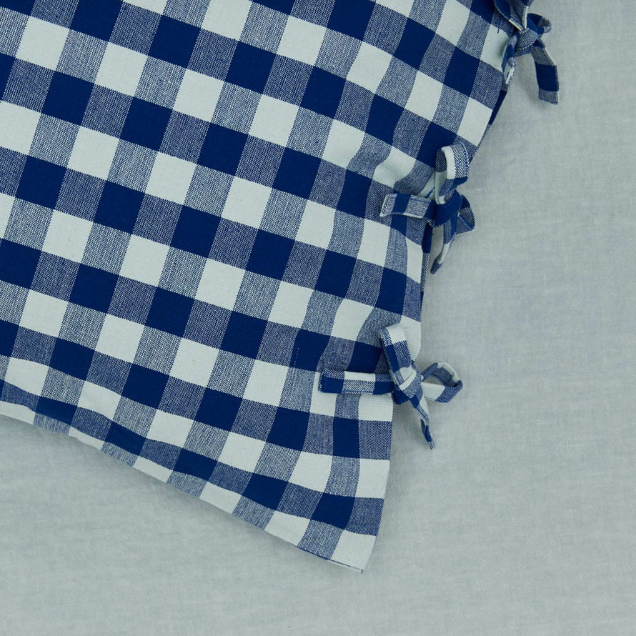 Close up view of essential gingham pillow case
