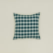 Gingham square pillow in sky/peacock