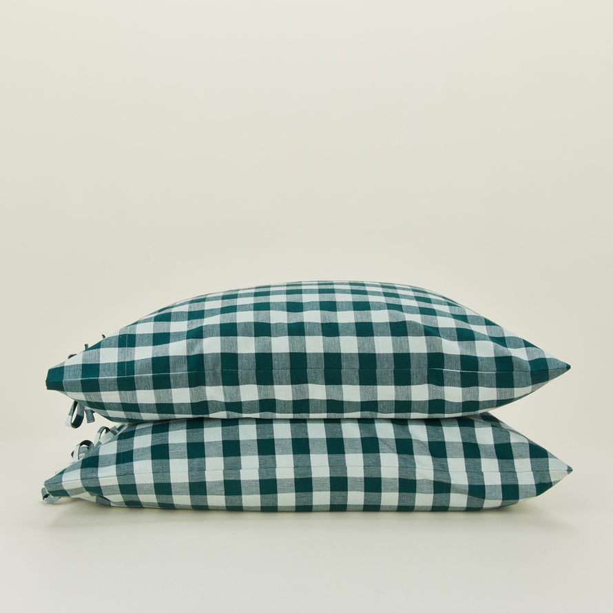 Essential Gingham Pillowcases, Set of 2 - Sky/Peacock