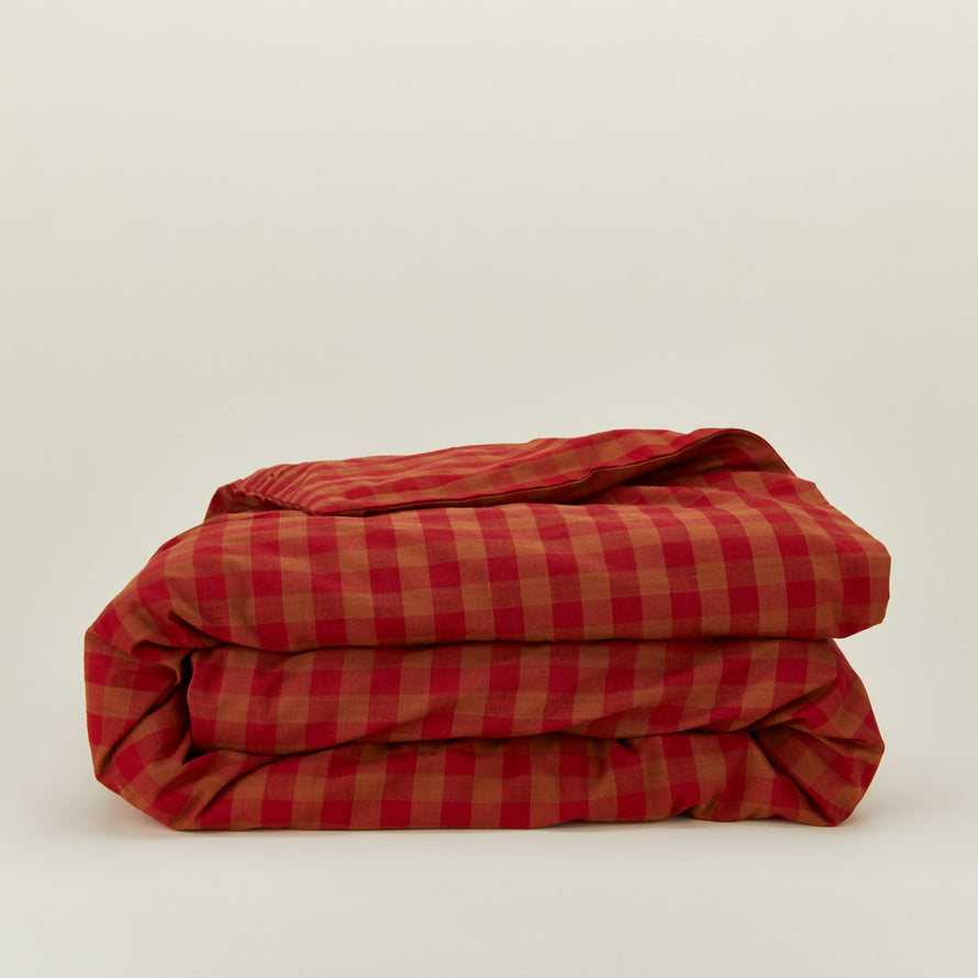 Essential Gingham Duvet - Terracotta/Red