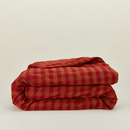 Essential Gingham Duvet - Terracotta/Red