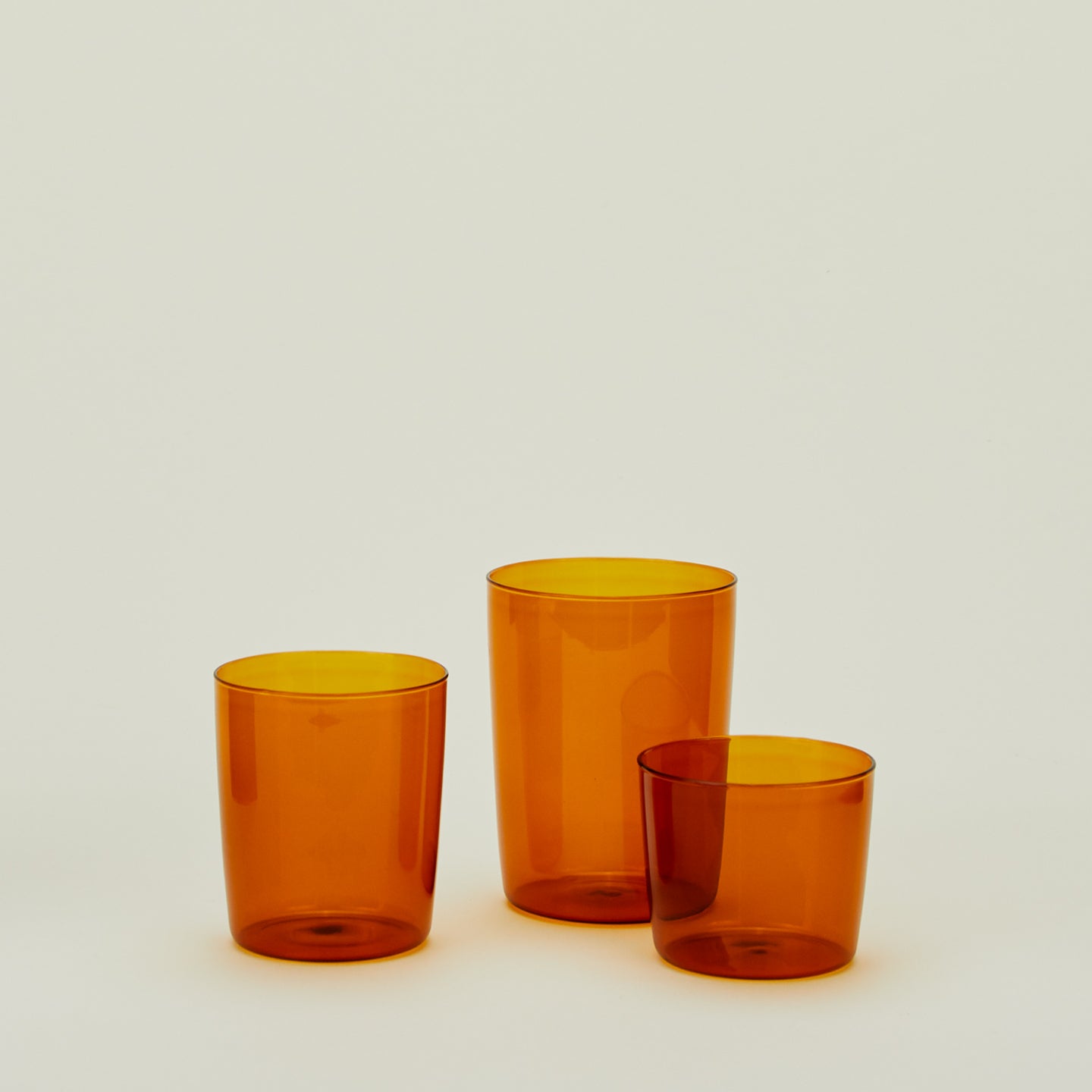 Group of three Essential Glasses in Terracotta in Small, Medium and Large sizes.