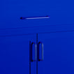 Large and small essential drawer pulls in klein blue on cabinet