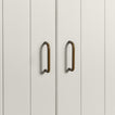 Small olive pulls on white doors