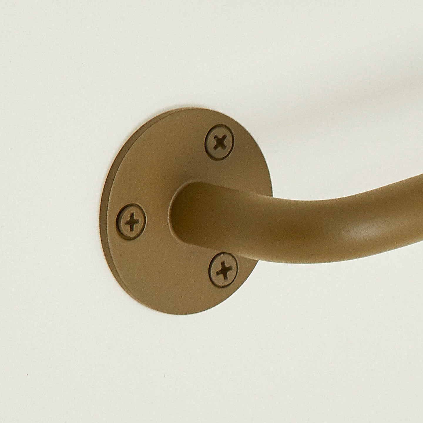 Close up of towel bar in Olive.