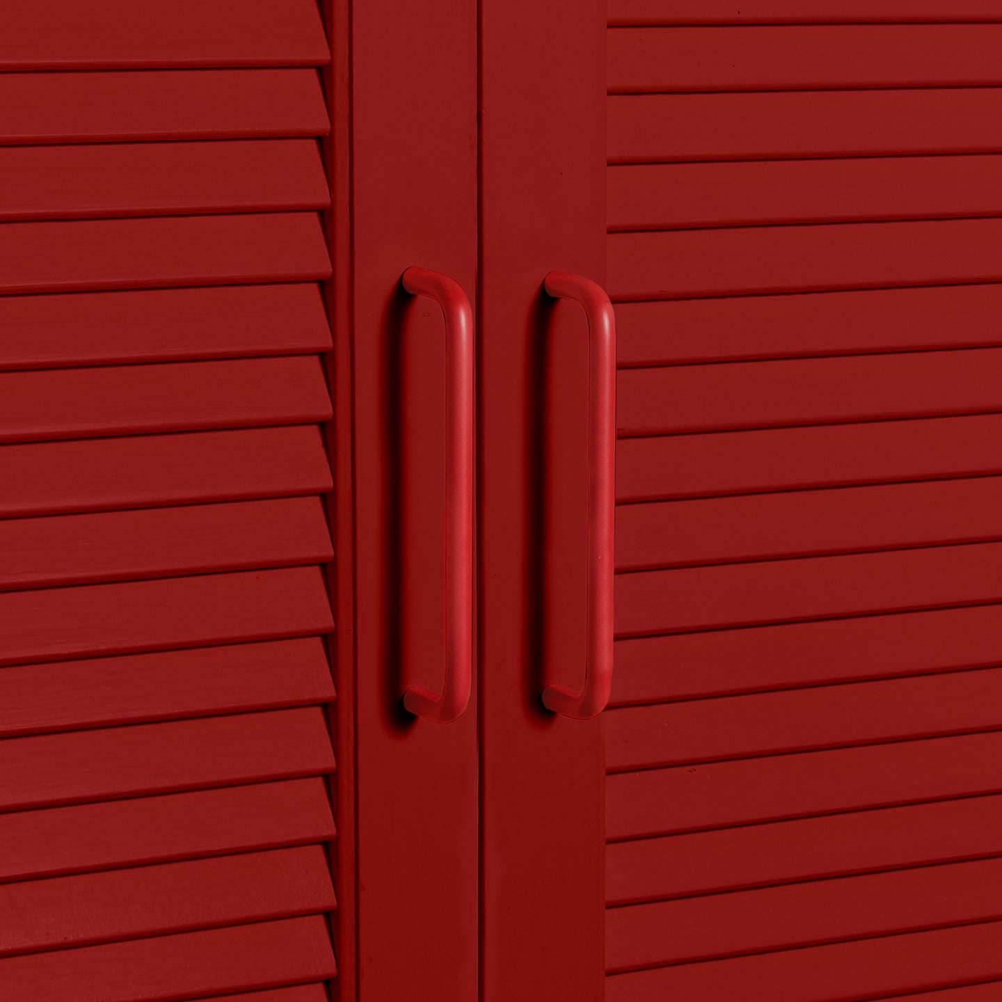 Large essential drawer pull in red on cabinet