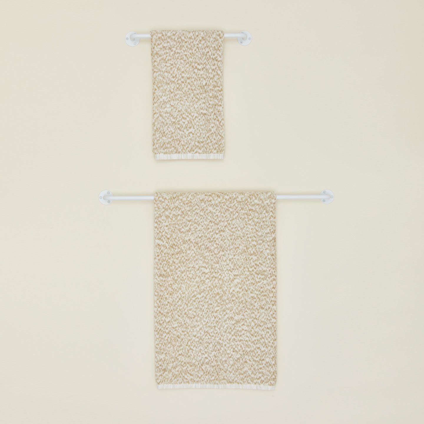 Essential towel bars in white with towels