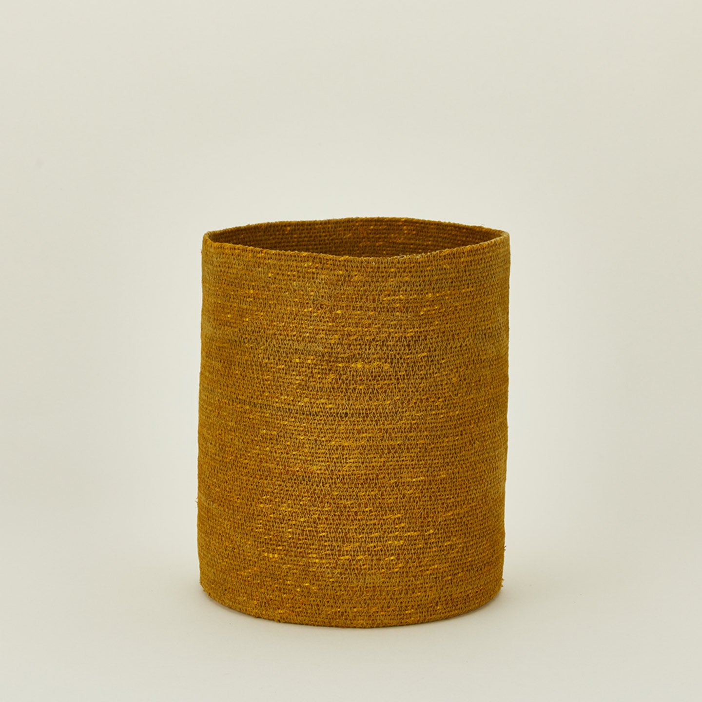 Essential Woven Waste Basket in Mustard