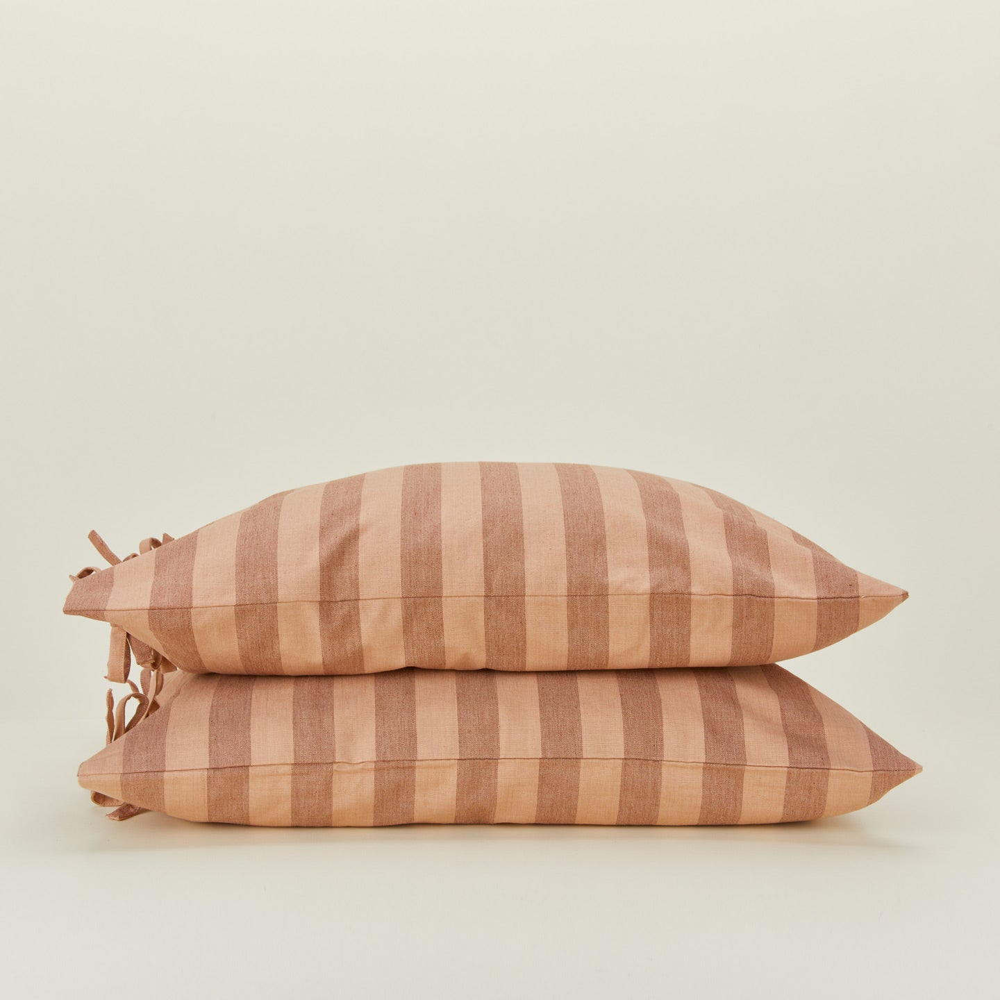 Essential Stripe Pillowcases, Set of 2 - Blush/Terracotta