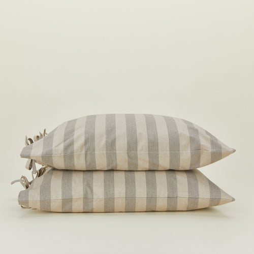 Essential Stripe Pillowcases, Set of 2 - Light Grey/Dark Grey
