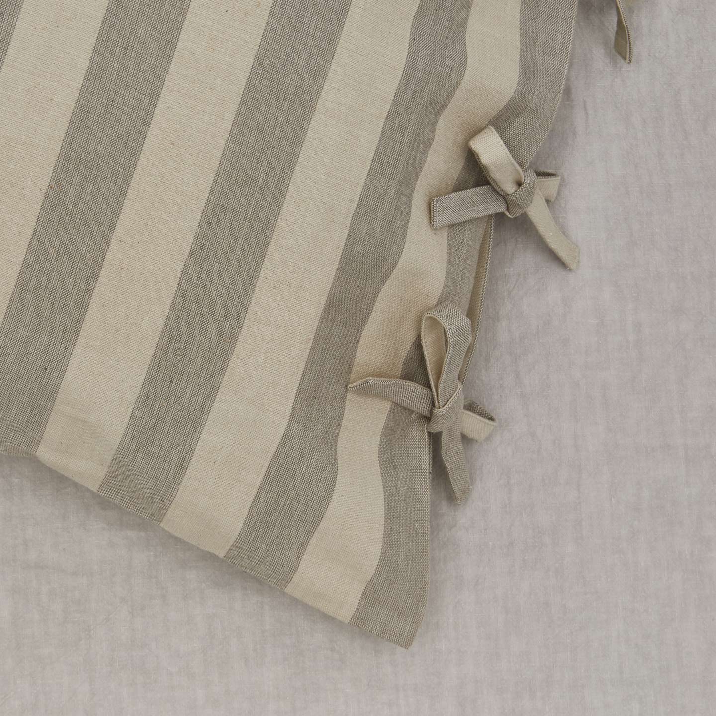 Close up view of Light Grey/Dark Grey striped pillowcase