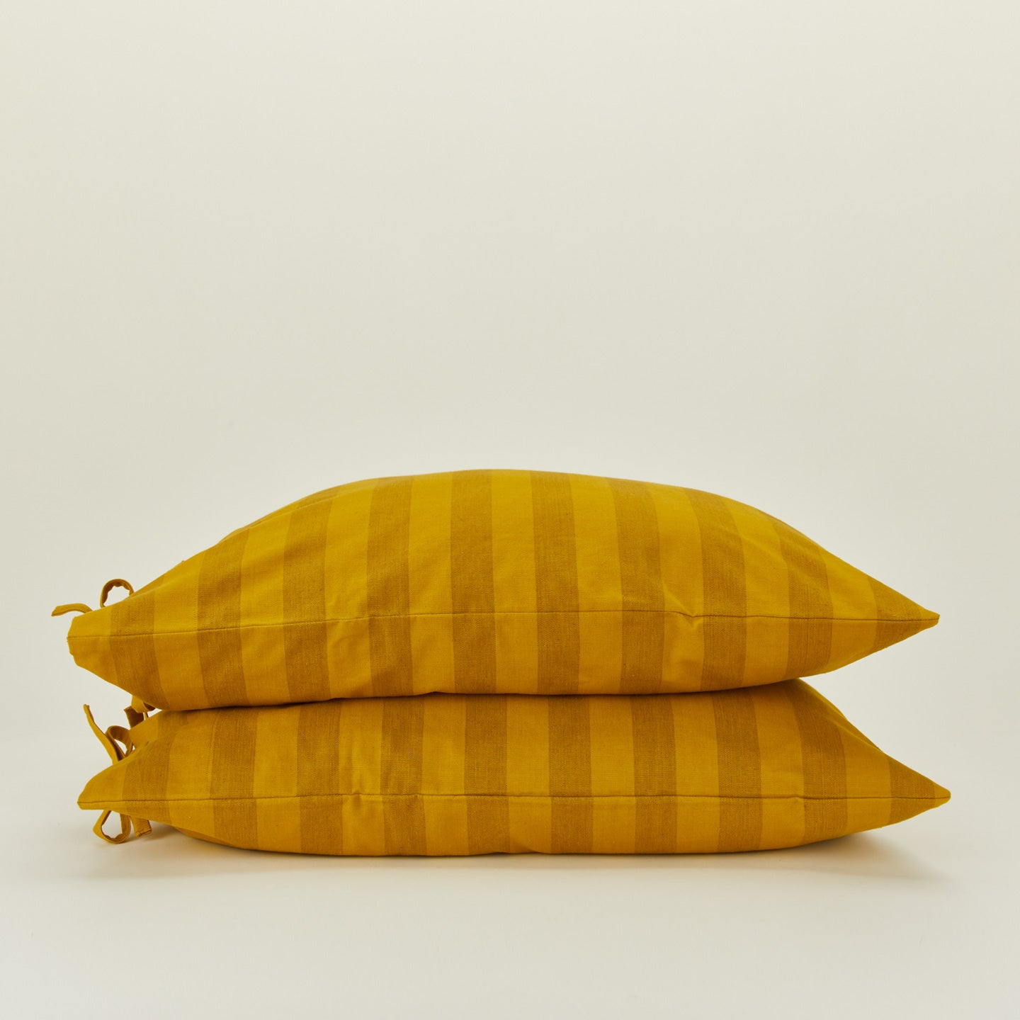 Essential Stripe Pillowcases, Set of 2 - Mustard/Bronze