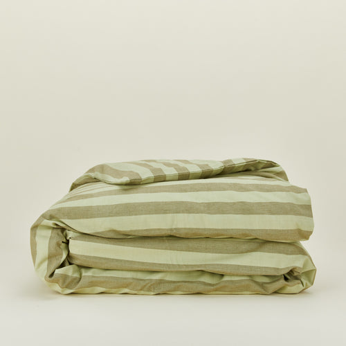Essential Stripe Duvet - Sage/Olive