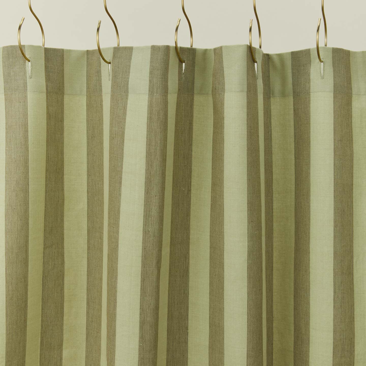 Essential striped shower curtain olive / sage