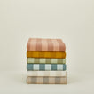 Essential striped shower curtain family.