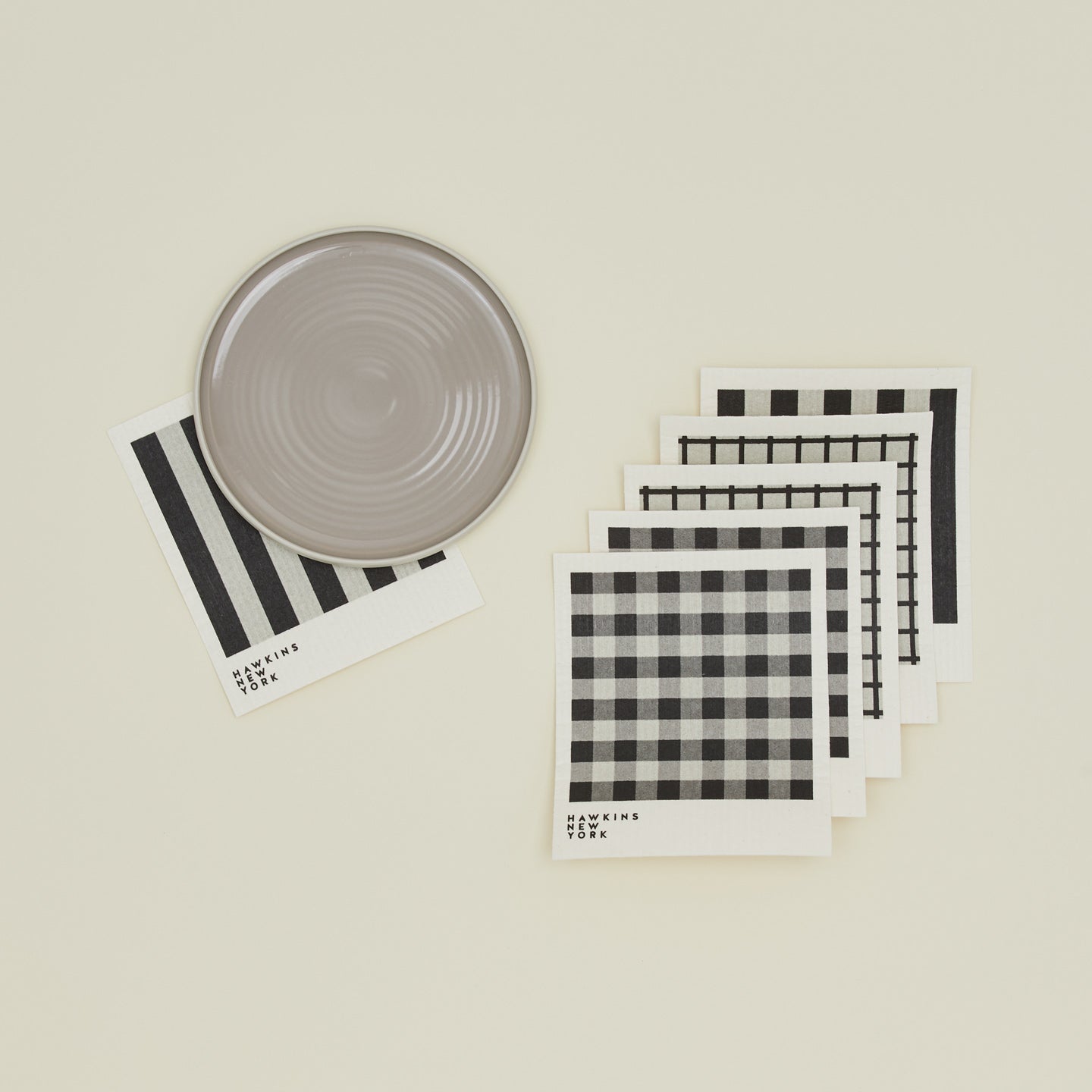 Essential swedish dishcloths in light grey/black