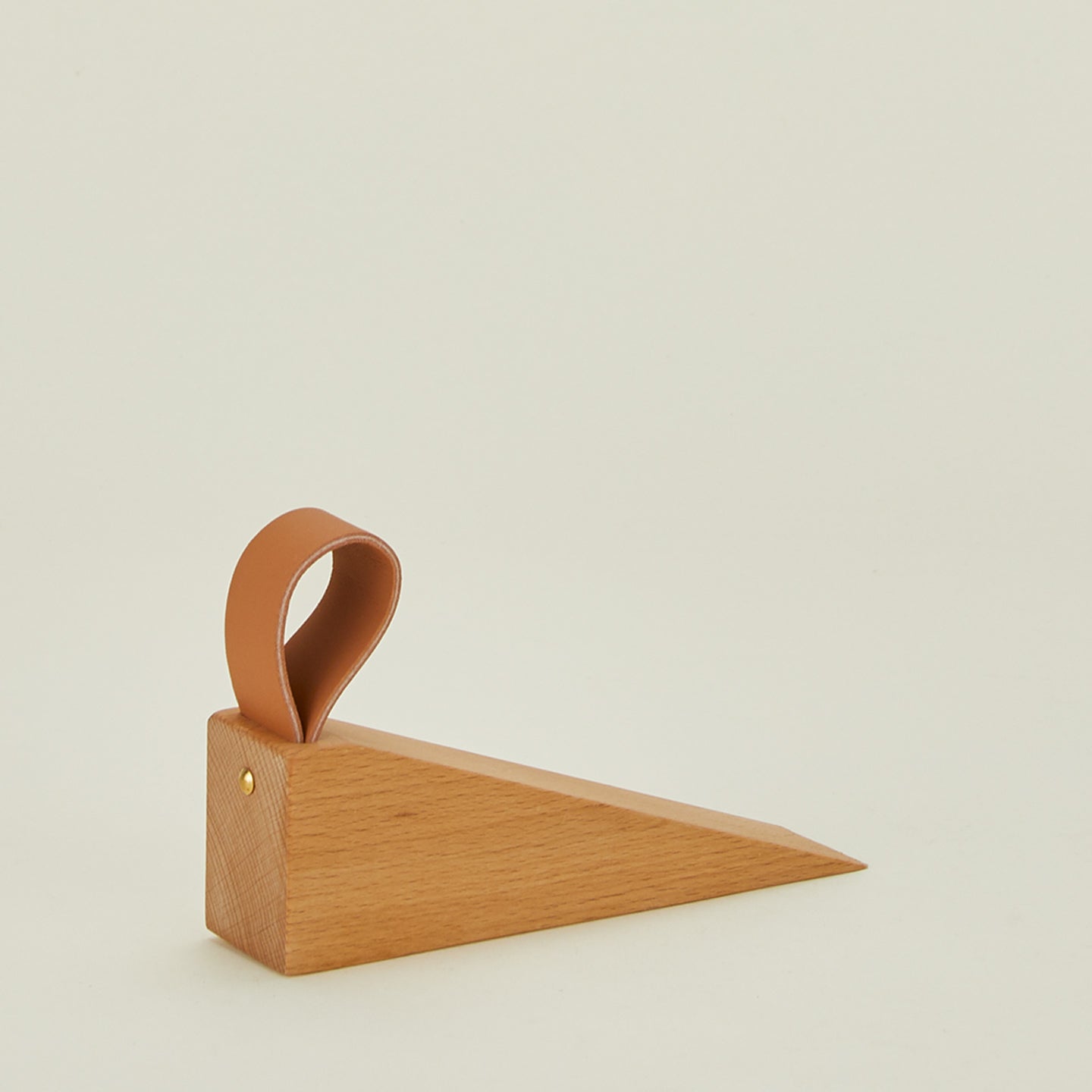 Wood and leather door stopper