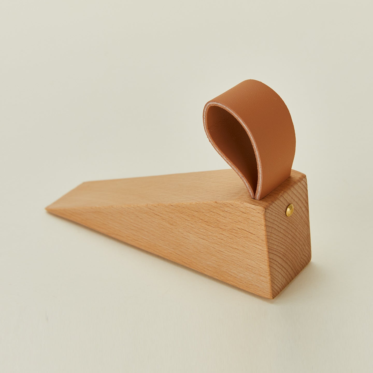 Wood and leather door stopper
