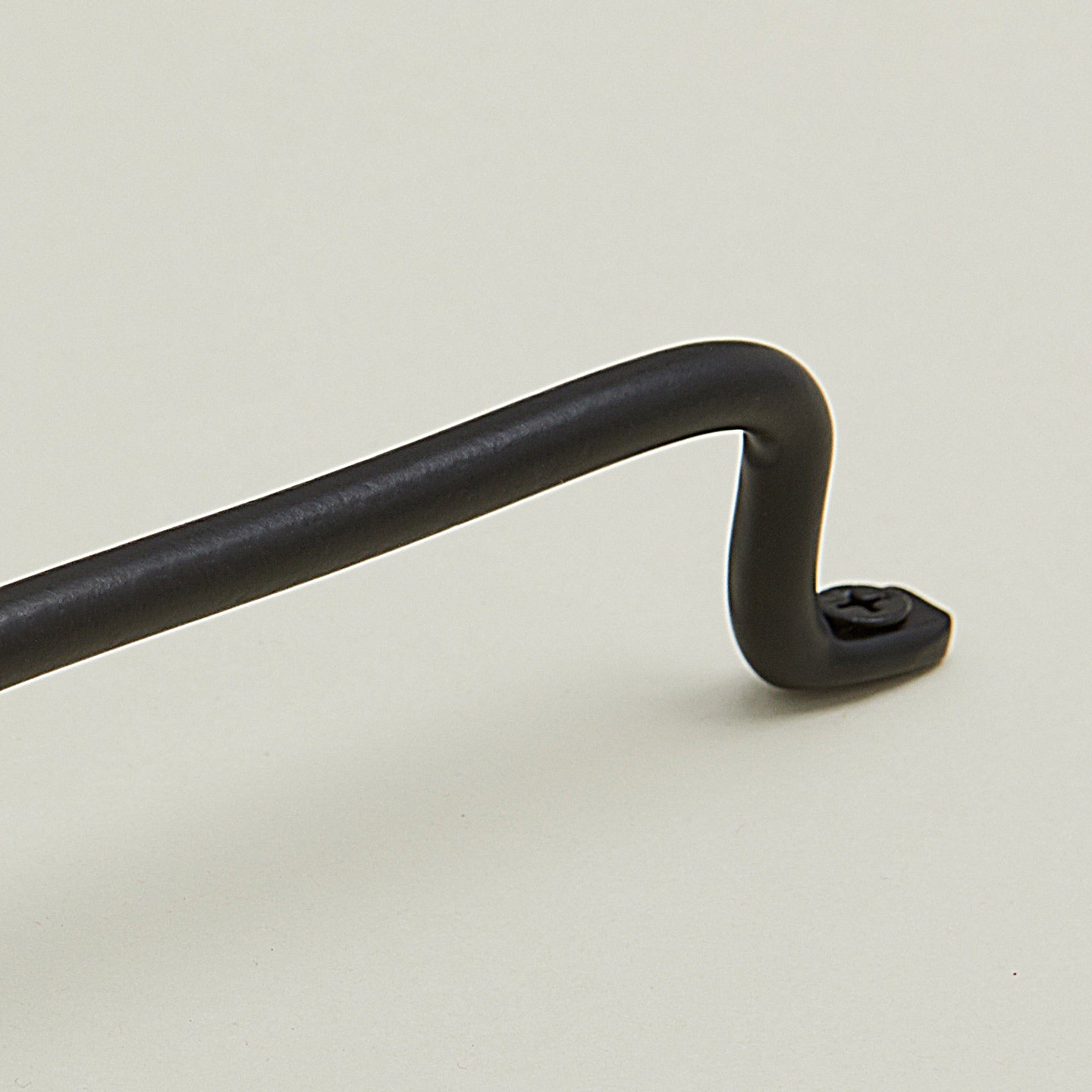 Close up view of iron handle in black