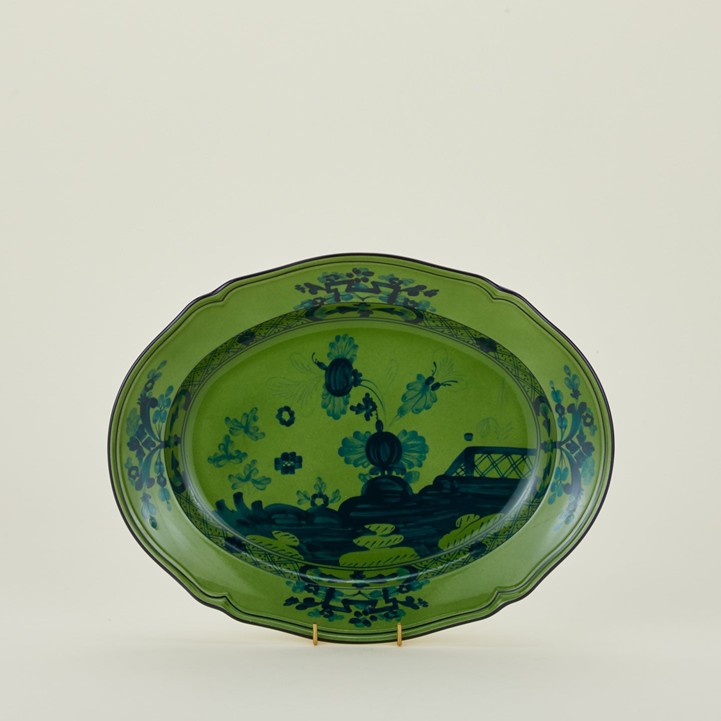Ginori oval platter in malachite