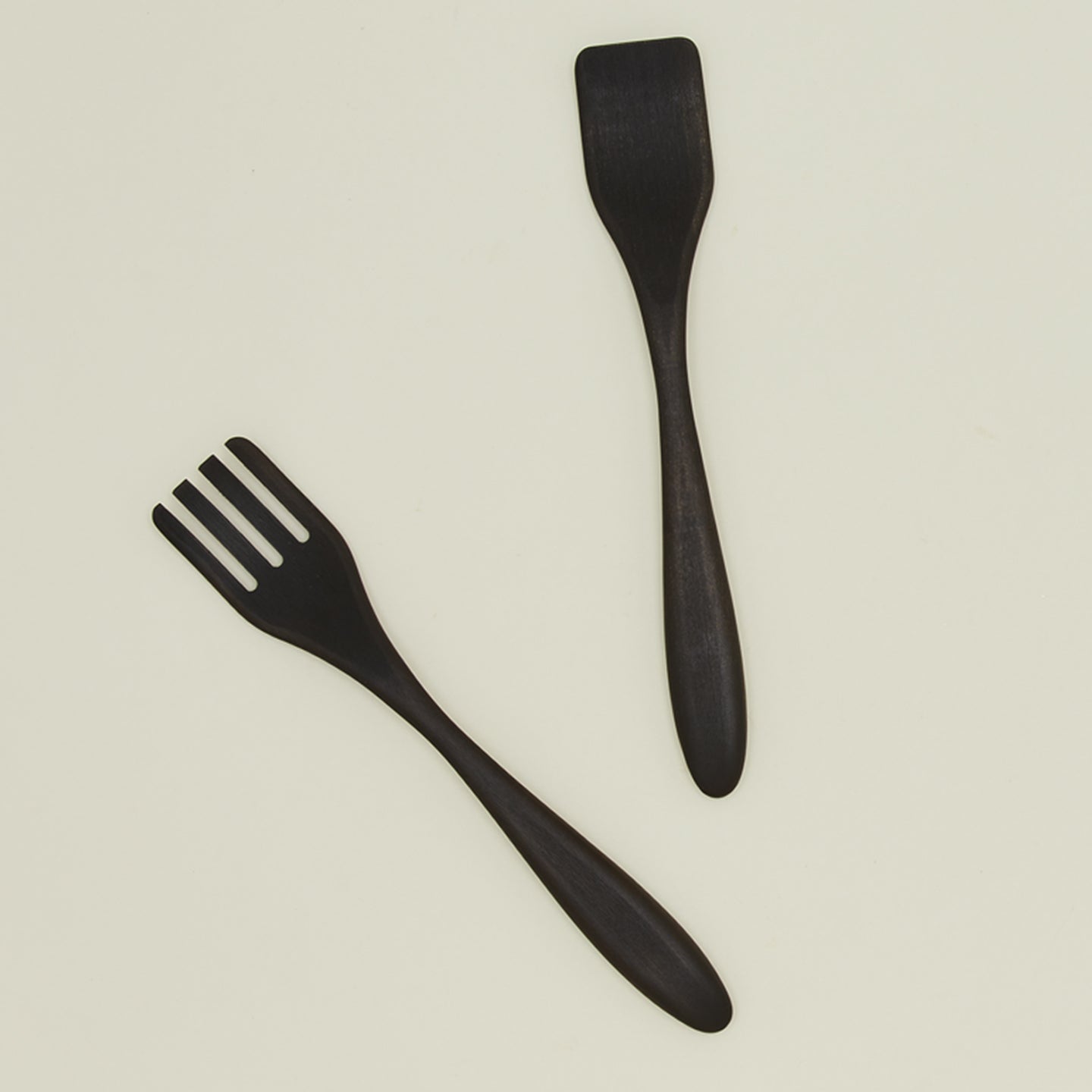 Salad servers in ebonized oak
