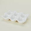 Ceramic half dozen egg holder in white