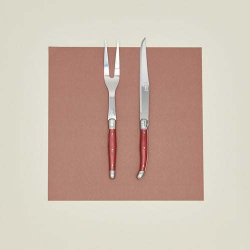 Jean Dubost carving set in red