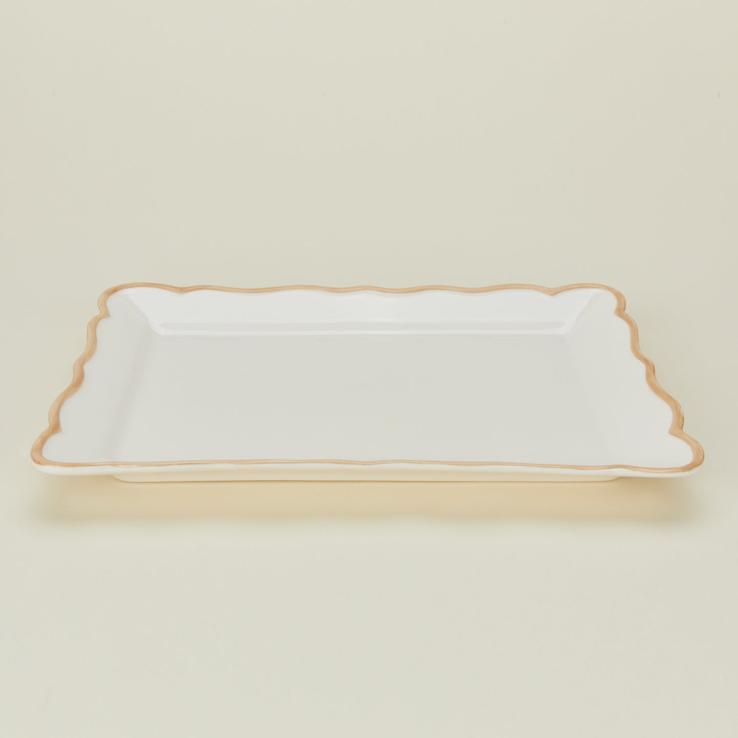 Close up view ogee edge rectangular platter 