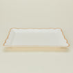 Close up view ogee edge rectangular platter 