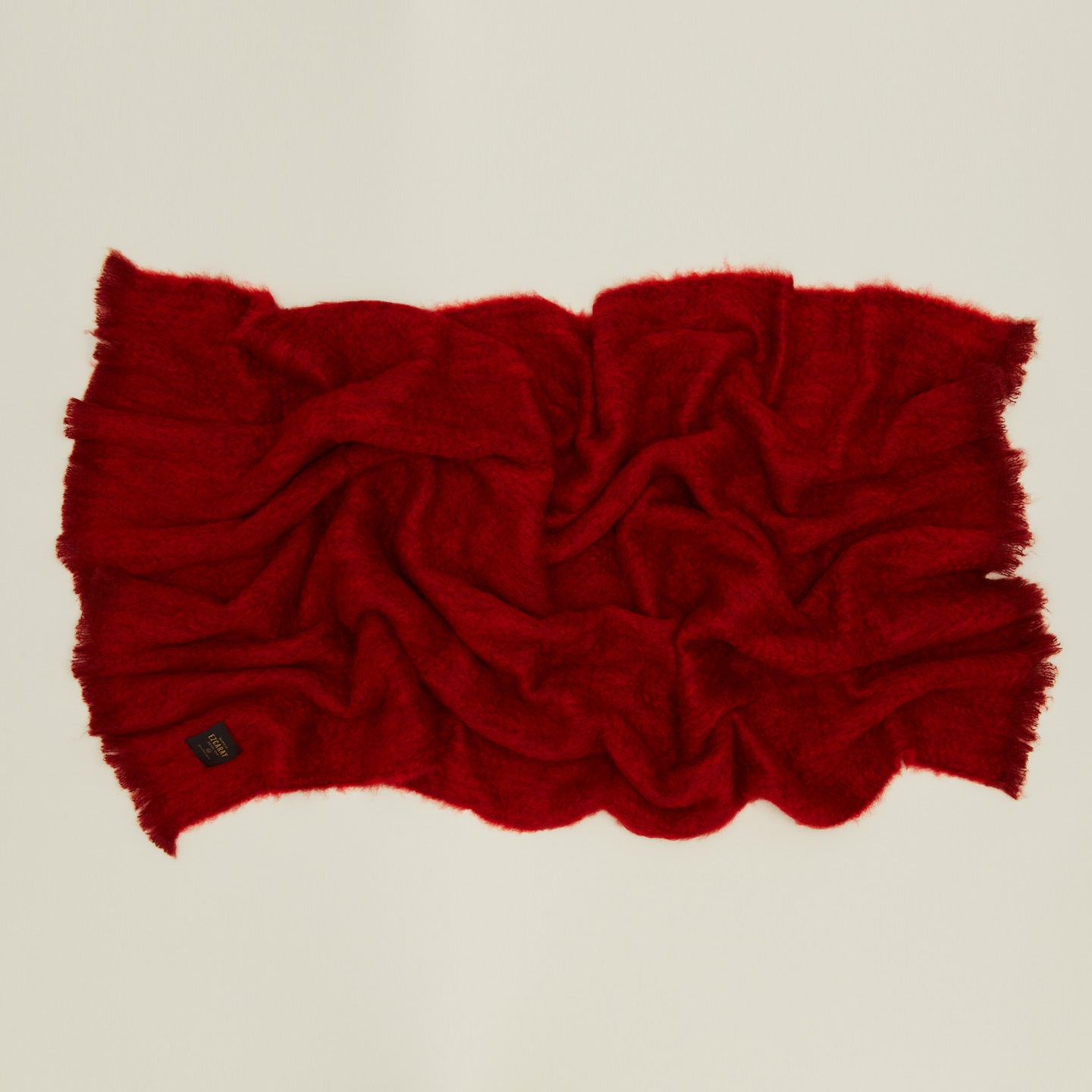 Solid mohair throw in red