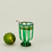 Striped wine glass in green with lime