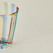 Close up view of multi striped tumbler
