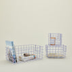 Set of 3 grid baskets in lilac with items