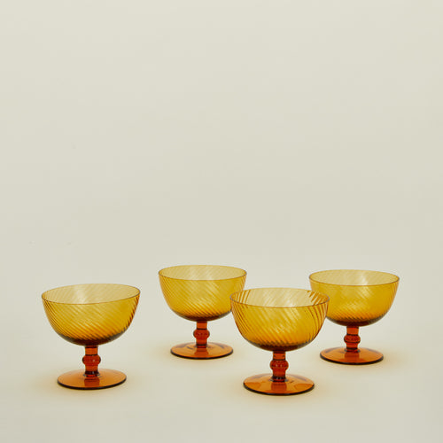 Optic coupe set of 4 in amber