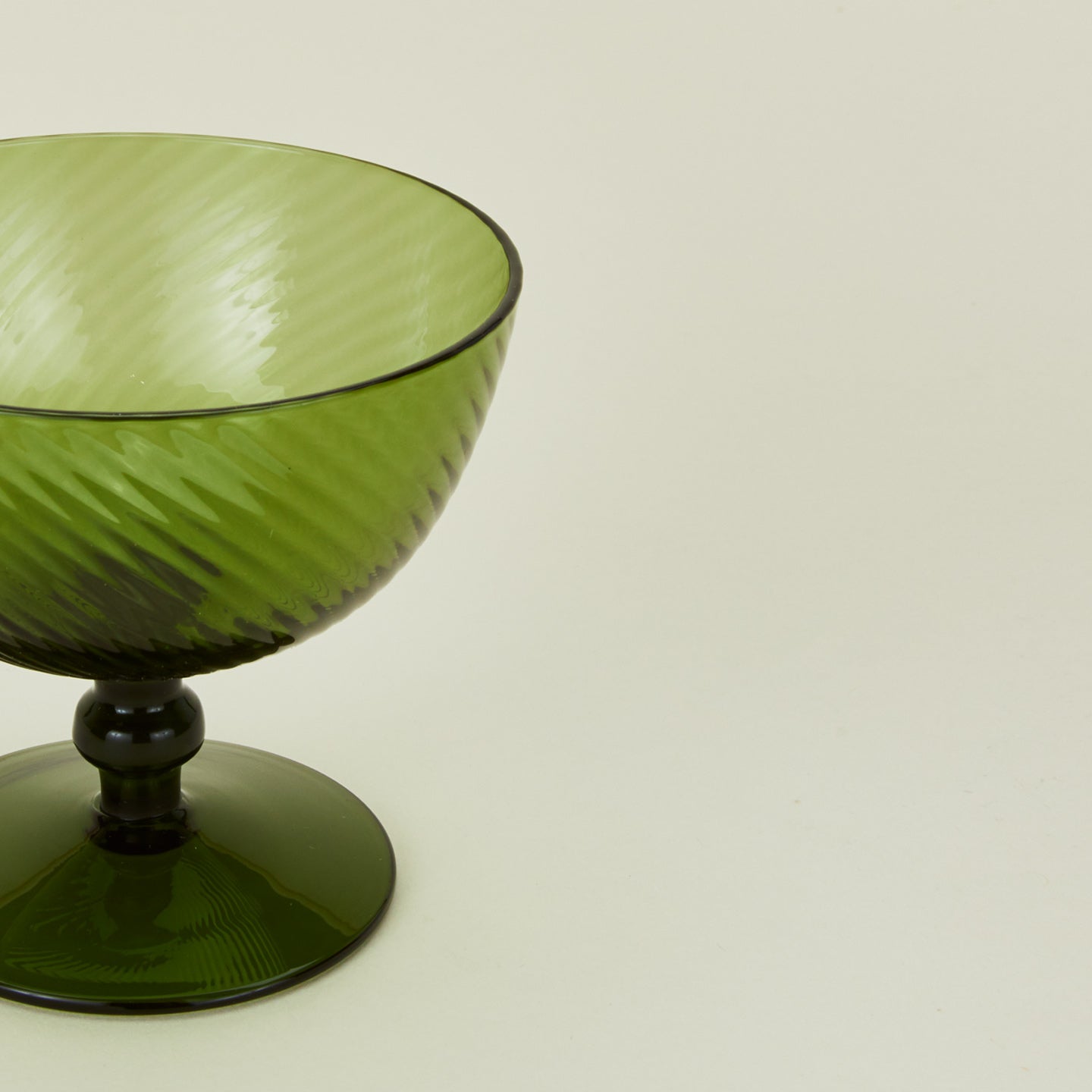 Close up view of optic goblet in olive