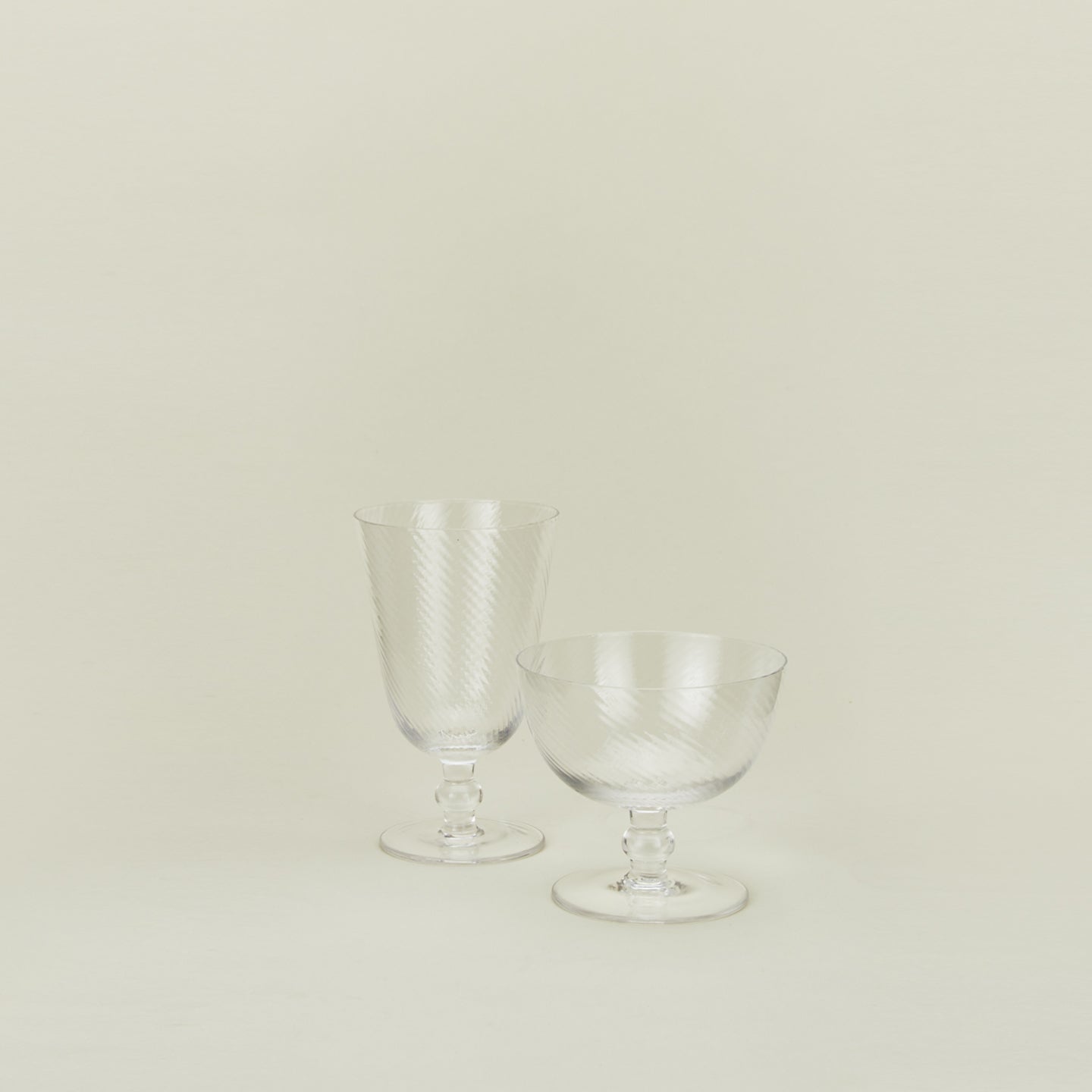 Optic coupe and goblet in clear