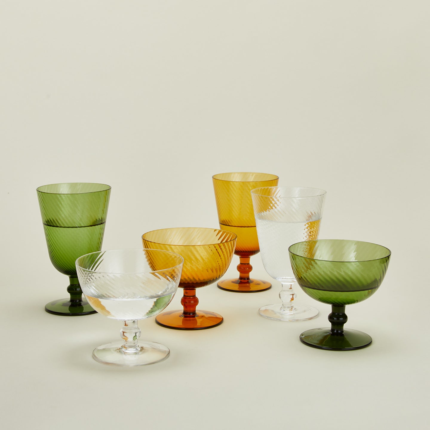 Optic coupes and goblets in various colors