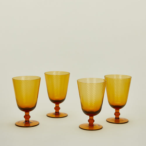 Optic goblet set of 4 in amber