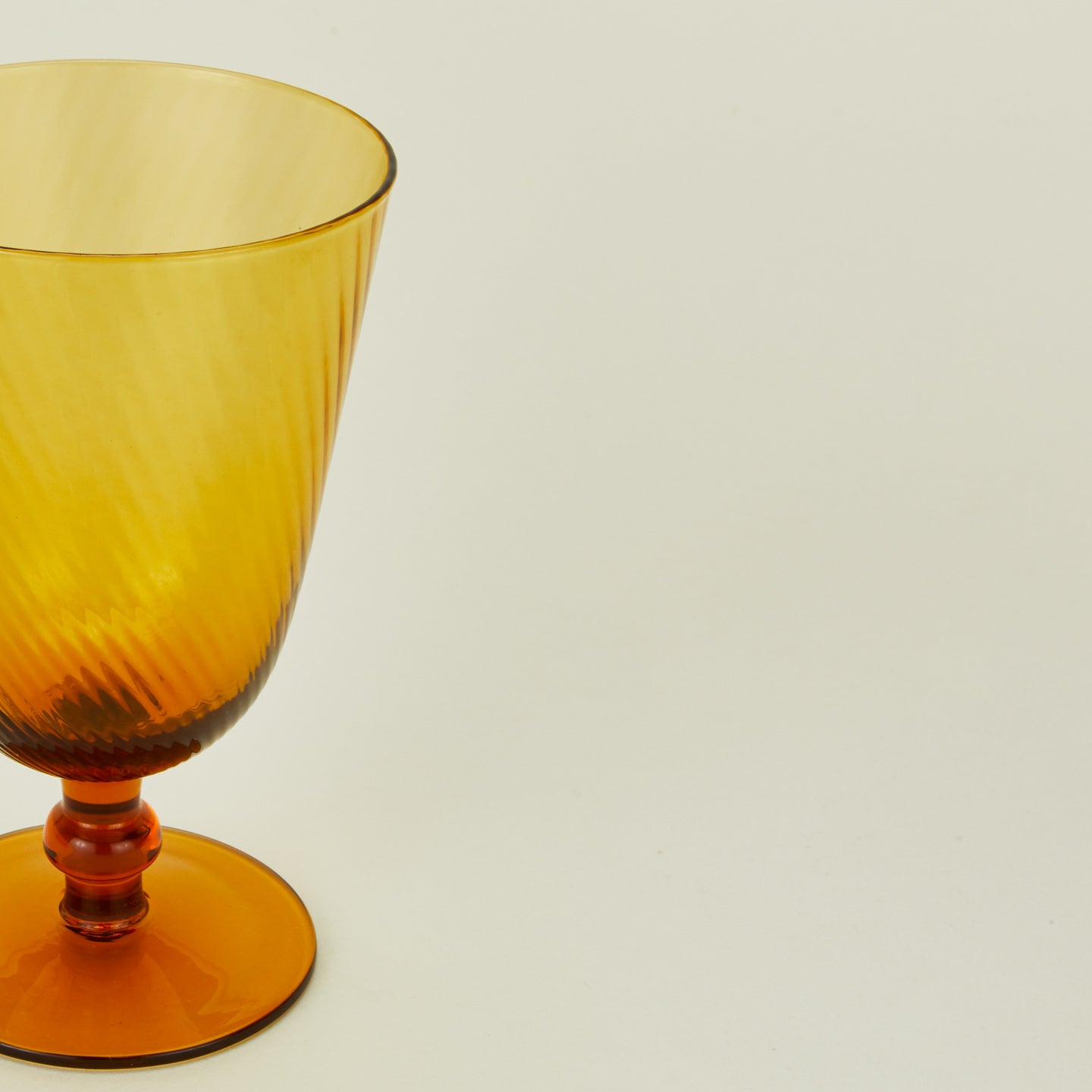 Close up view of optic goblet in amber