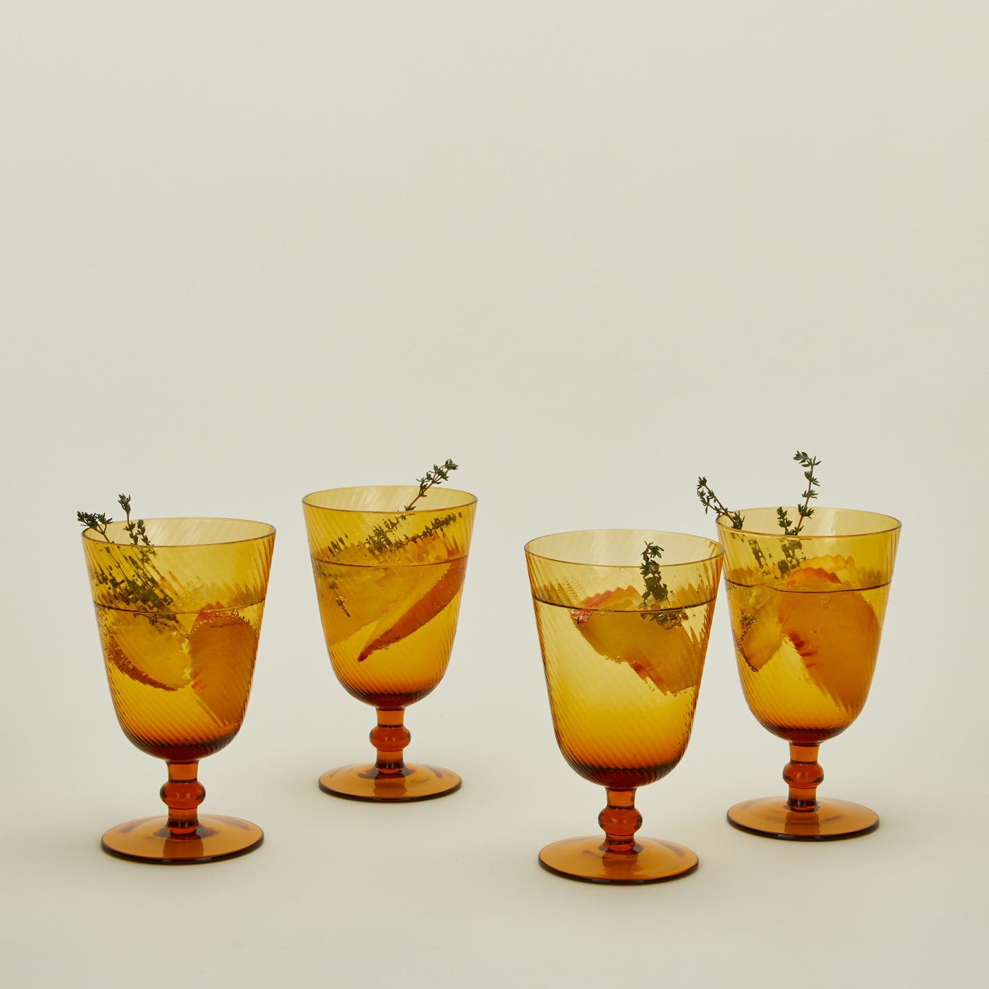 Optic goblet set of 4 in amber
