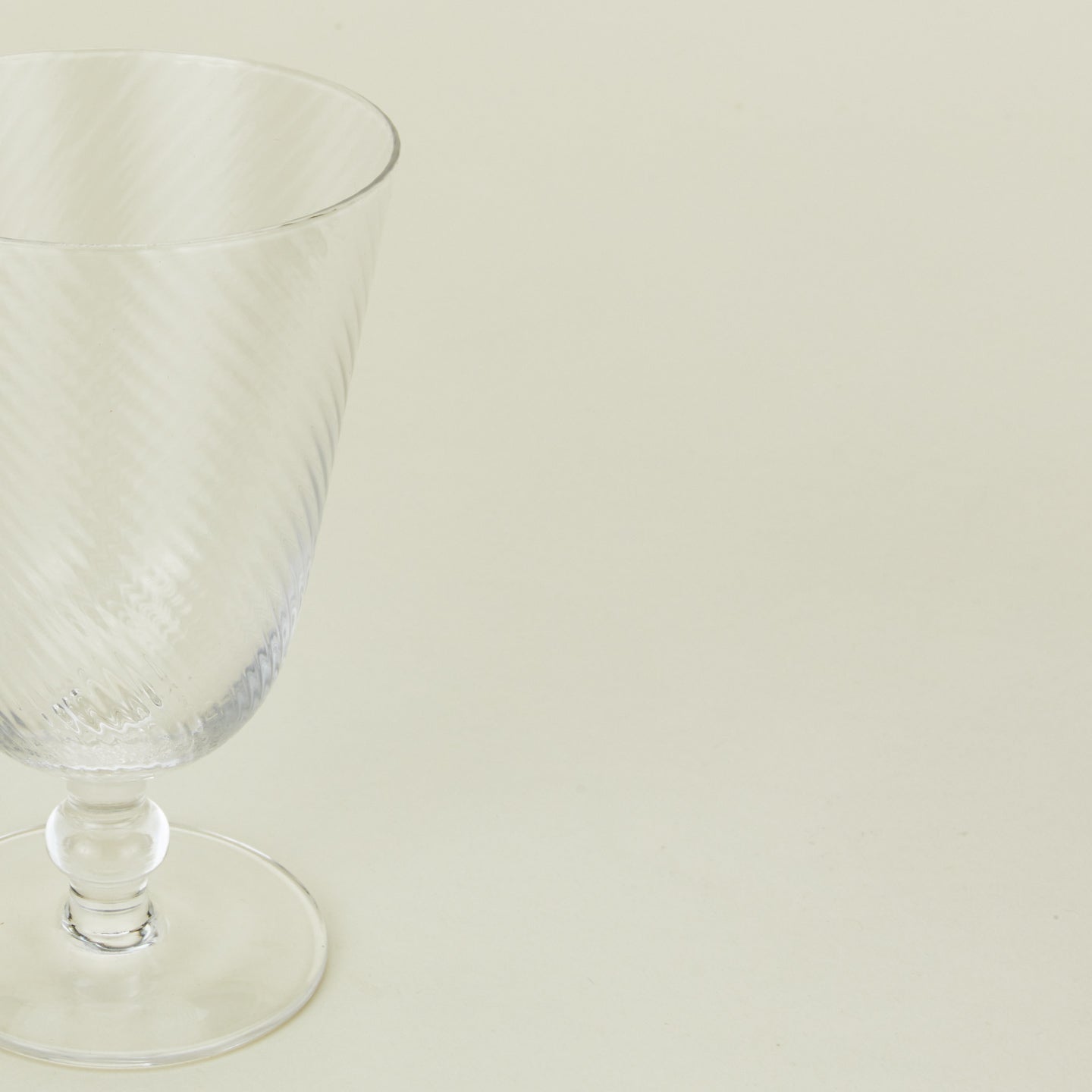 Close up view of optic goblet in clear