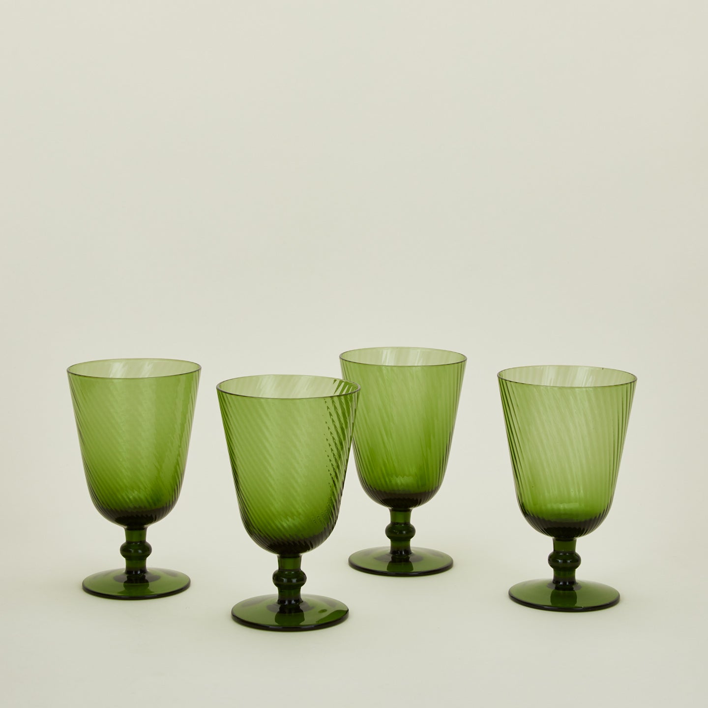 Optic goblet set of 4 in olive