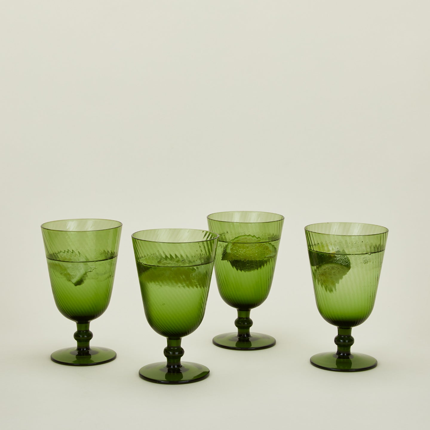 Optic goblet set of 4 in olive