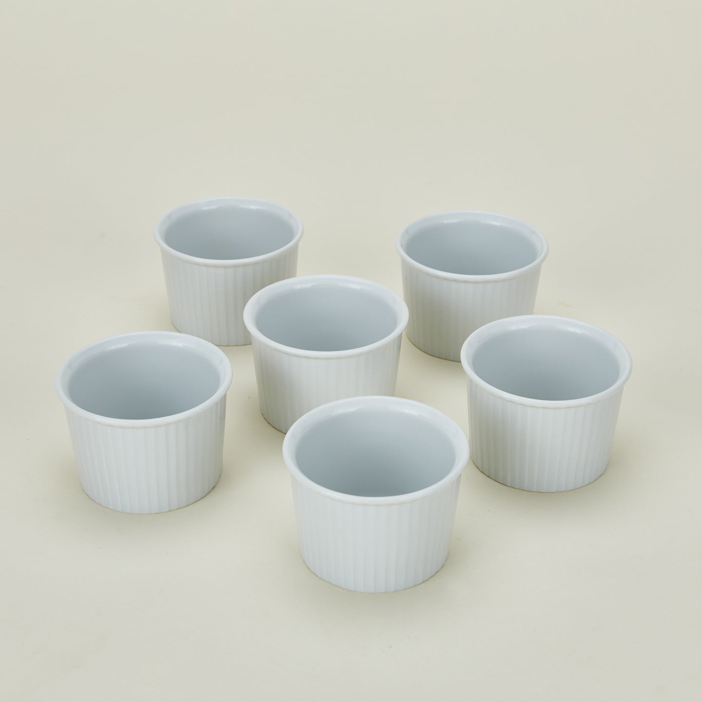 Deep porcelain ramekin in white set of 6