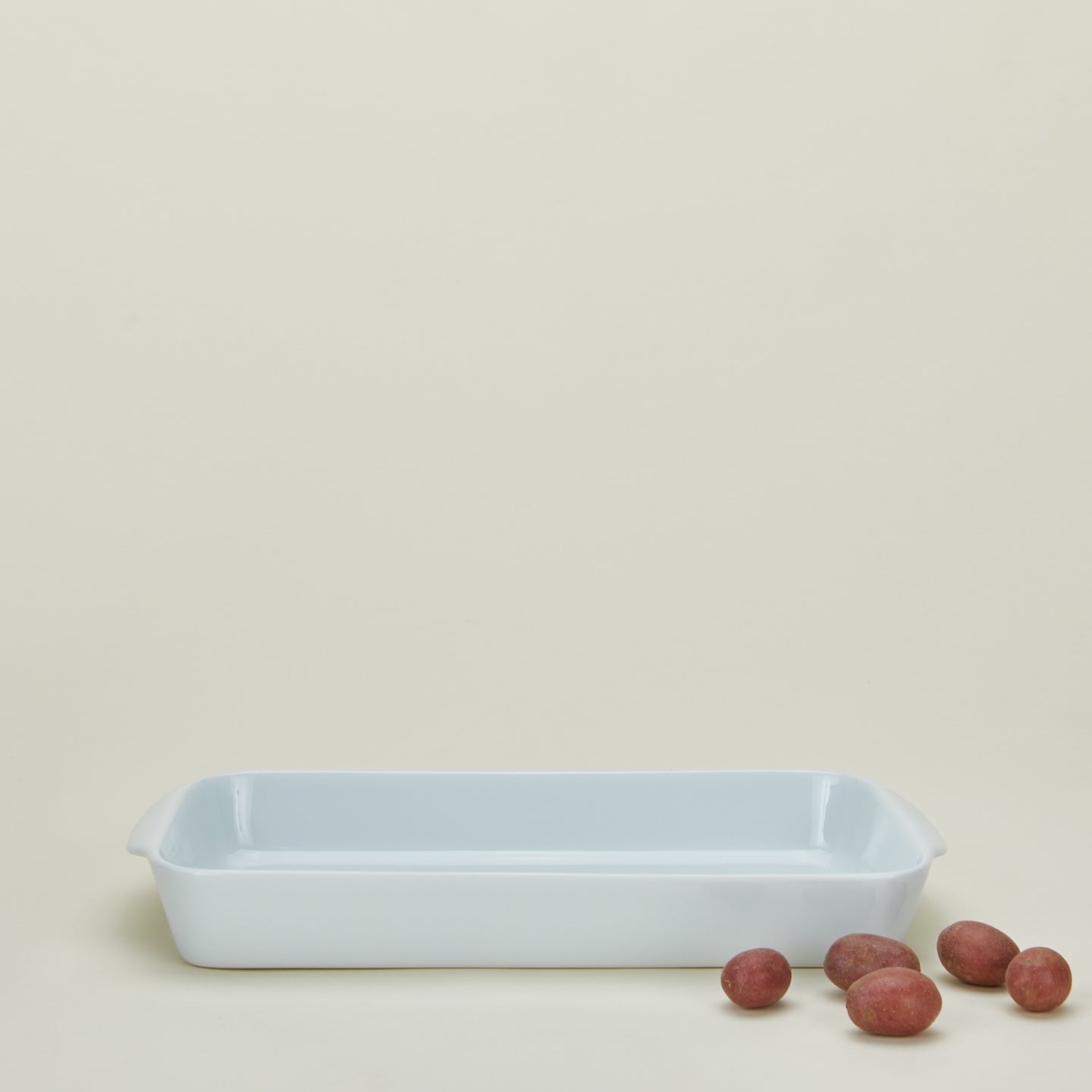 Porcelain rectangular baker in large with potatoes