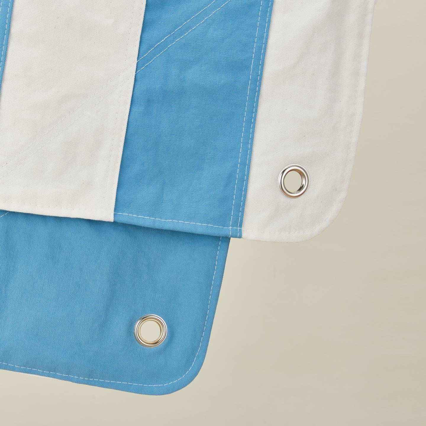 Close up view of catalina shower curtain in atlantic