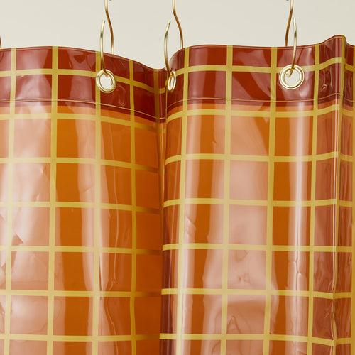Sun grid shower curtain in honey
