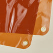 Close up view of sunny shower curtain in honey