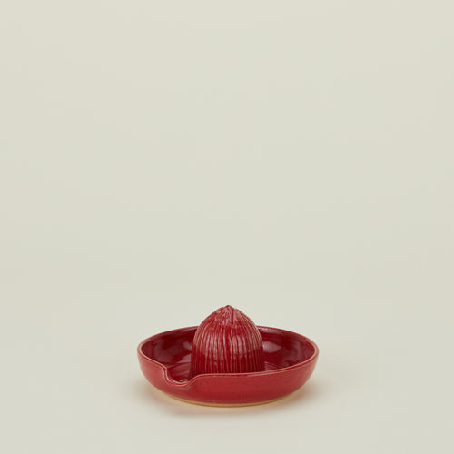 Stoneware citrus juicer in Coral.