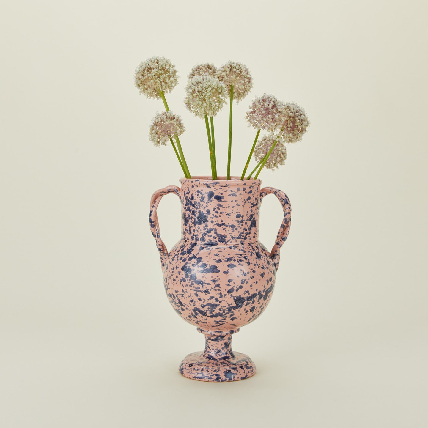 Large verona vase in pink and blue with florals